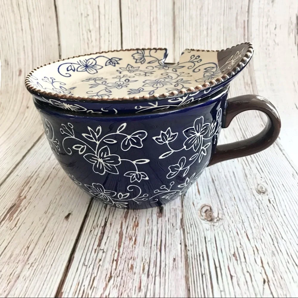 Temptations Floral 22oz Mug with Lid Set NWOT